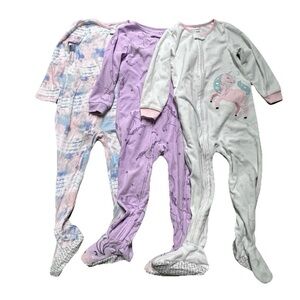 Toddler Girl Footie Pajamas 2 Fleece Winter Cold Weather Size 4T